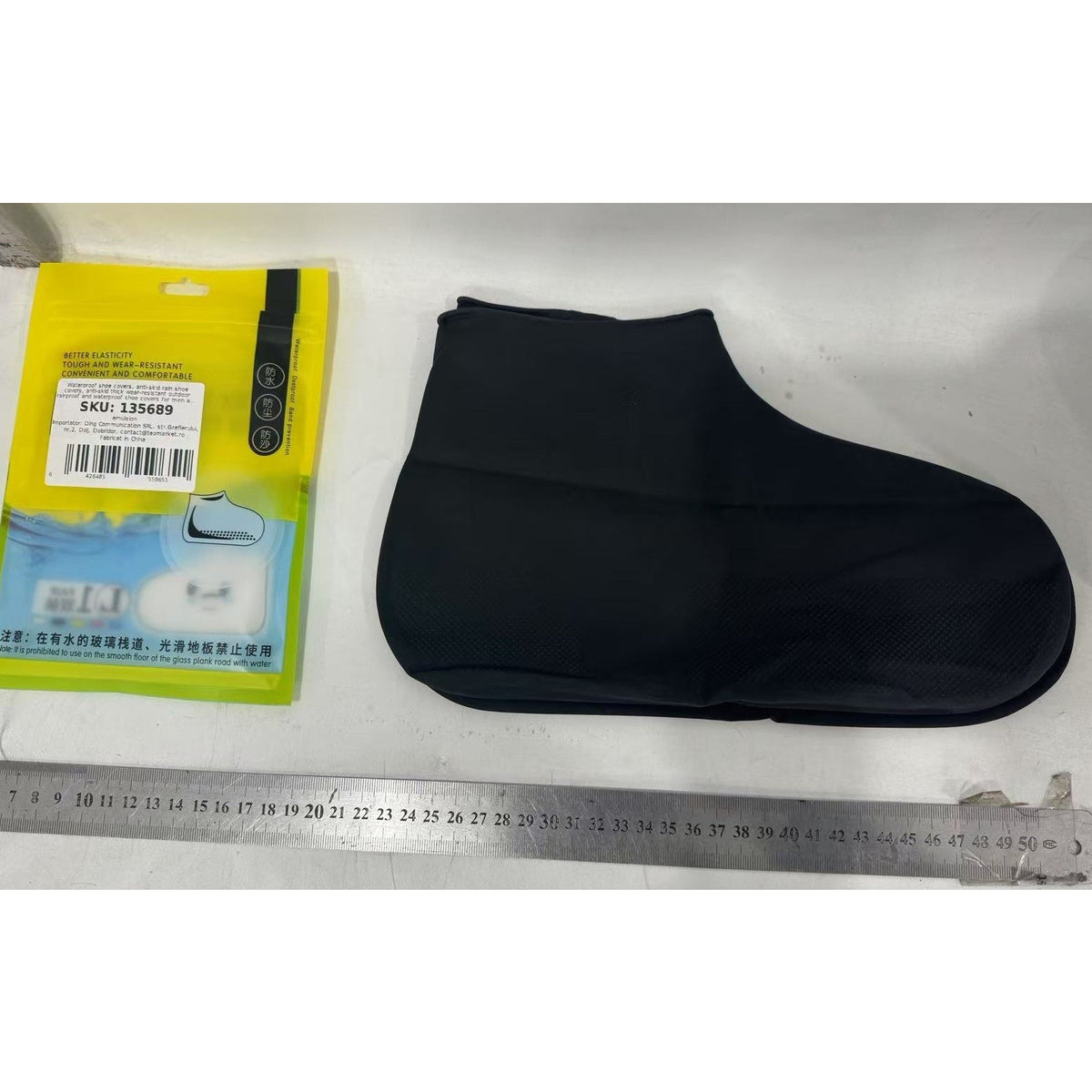 Huse Incaltaminte Impermeabile, Protectii Pantofi Antiderapante pentru Ploaie si Noroi, Latex Elastic, Marime L 41-47, Negru