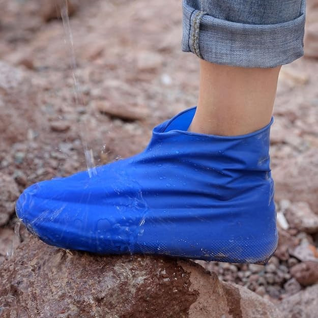 Huse Incaltaminte Impermeabile, Protectie Pantofi Antiderapanta si Elastica, Latex Ecologic, Marime L 41-47, Albastru