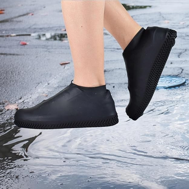 Huse Incaltaminte Impermeabile, Protectie Pantofi Ploae si Noroi, Latex Elastic Antiderapant, Marime M 34-40, Negru