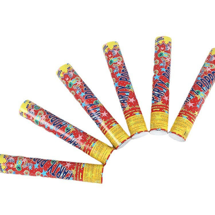 Tun de Confetti, Party Popper 40 cm, Model Stele, Inimi si Paiete Lucioase, Activare prin Rasucire, Material Carton, Multicolor, 3 cm Diametru Confetti
