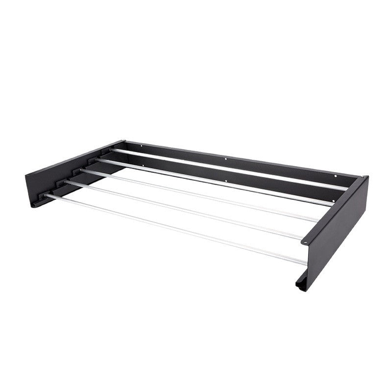 Suport Haine și Uscător Rufe de Perete, Pliabil la 90 Grade, Impermeabil, Montaj prin Perforare, Aluminiu, 100 cm, Negru
