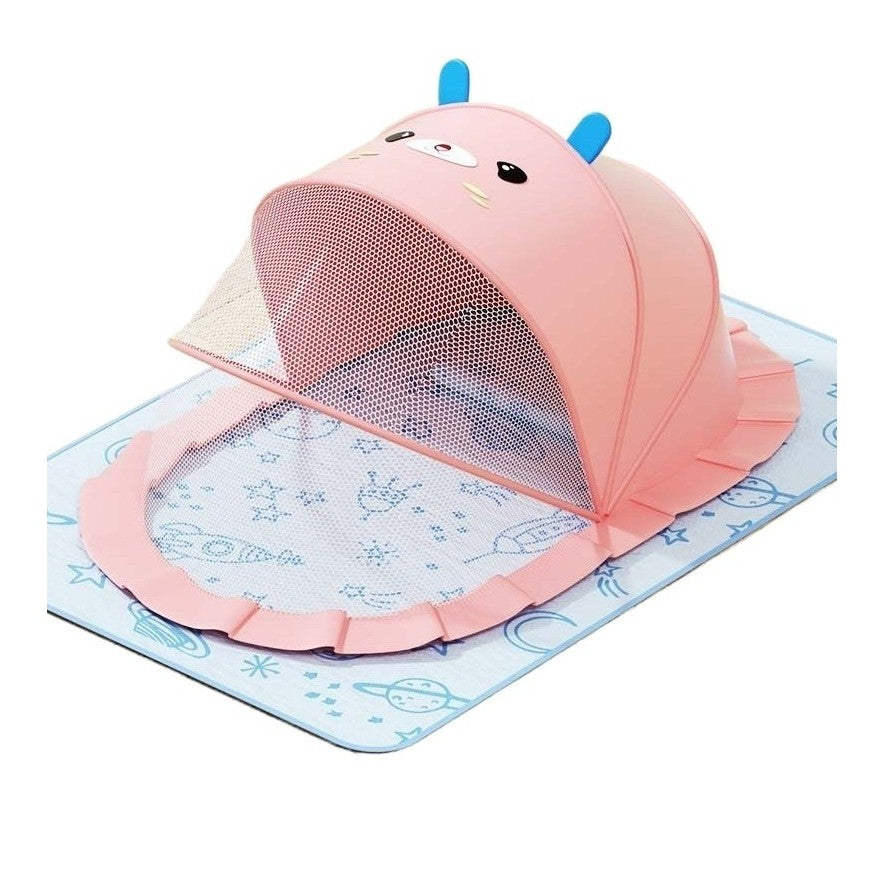 Husa Anti-Tantari pentru Bebelusi, Protectie 360 Grade, Parasolar Integrat, Structura Pliabila, Fibra de Polycool si Otel, 0-1 An, 60 x 55 x 5 cm, Roz