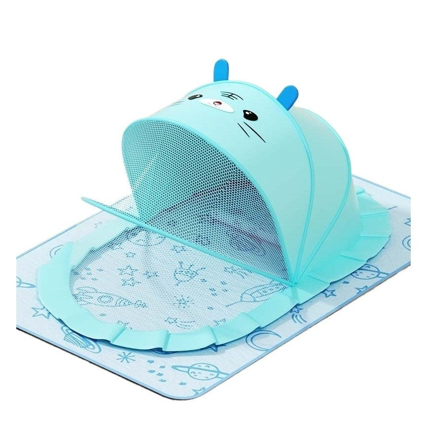 Husa Anti-Tantari pentru Bebelusi, Protectie 360 Grade cu Parasolar Integrat, Structura Pliabila, Fibra Polycool si Suport Otel, Varsta 0-1 An, 60 x 55 x 5 cm, Albastru