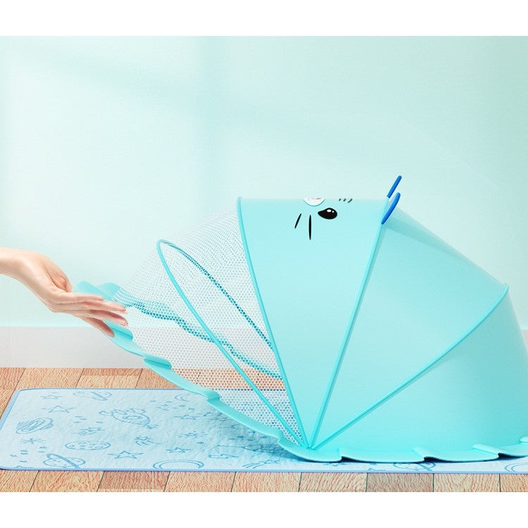 Husa Anti-Tantari pentru Bebelusi, Protectie 360 Grade cu Parasolar Integrat, Structura Pliabila, Fibra Polycool si Suport Otel, Varsta 0-1 An, 60 x 55 x 5 cm, Albastru