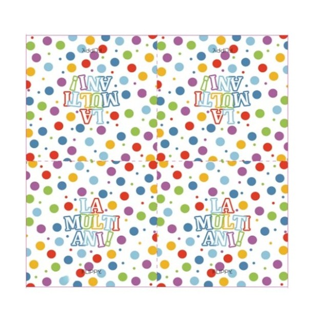 Șervețele de Masă Aniversare, Model cu Buline, Colecția La Mulți Ani, Hartie, 33 x 33 cm, Multicolor, Set 20 Bucăți