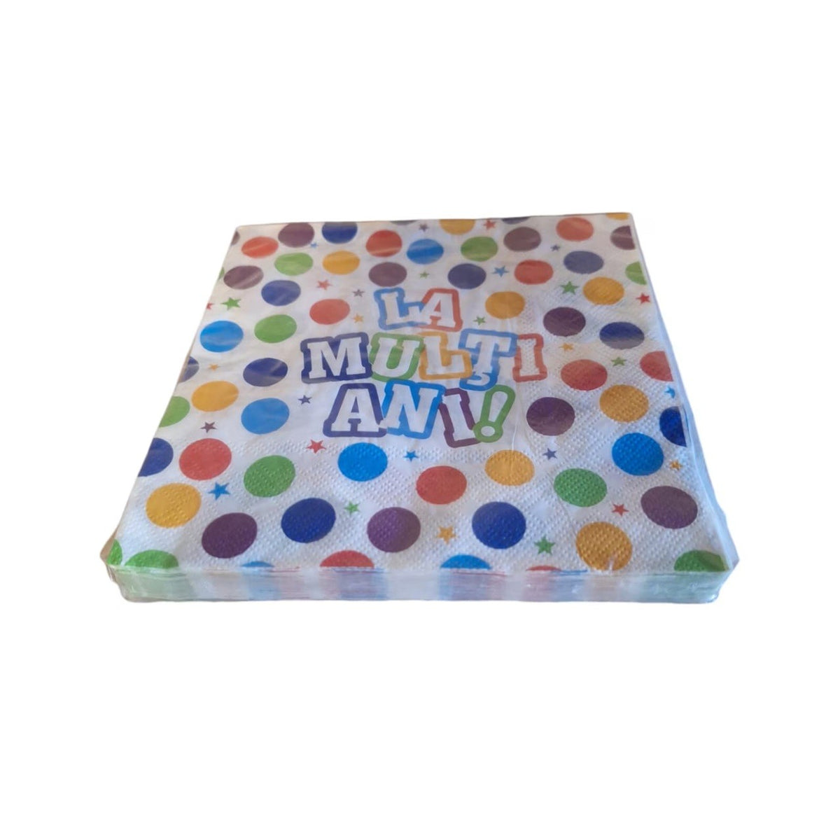 Șervețele de Masă Aniversare, Model cu Buline, Colecția La Mulți Ani, Hartie, 33 x 33 cm, Multicolor, Set 20 Bucăți