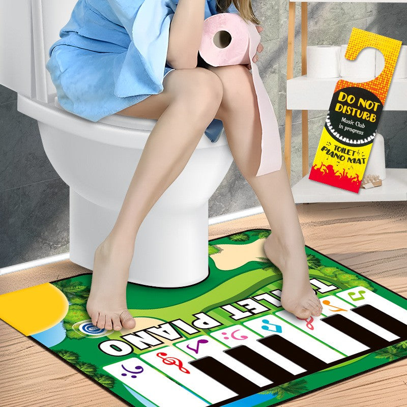 Covoraș de Baie cu Pian Electronic, Jucărie Interactivă Muzicală, 3 Moduri de Funcționare, Material Pânză, 60 x 48 cm, Verde