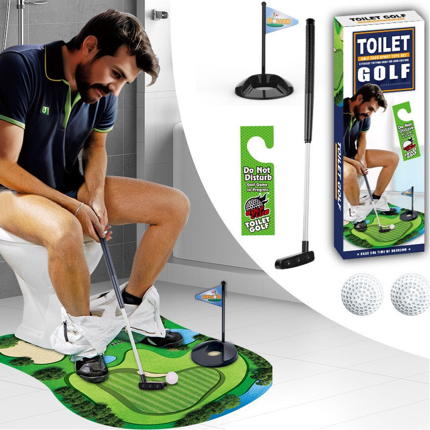 Set Joc De Golf Pentru Baie, Mini Teren Interactiv Cu Covoraș Și Accesorii, PVC Și ABS, 80 x 69 cm, Verde