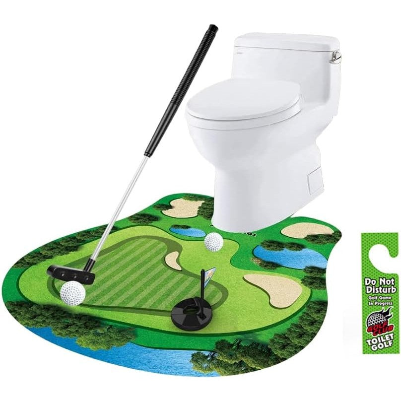 Set Joc De Golf Pentru Baie, Mini Teren Interactiv Cu Covoraș Și Accesorii, PVC Și ABS, 80 x 69 cm, Verde