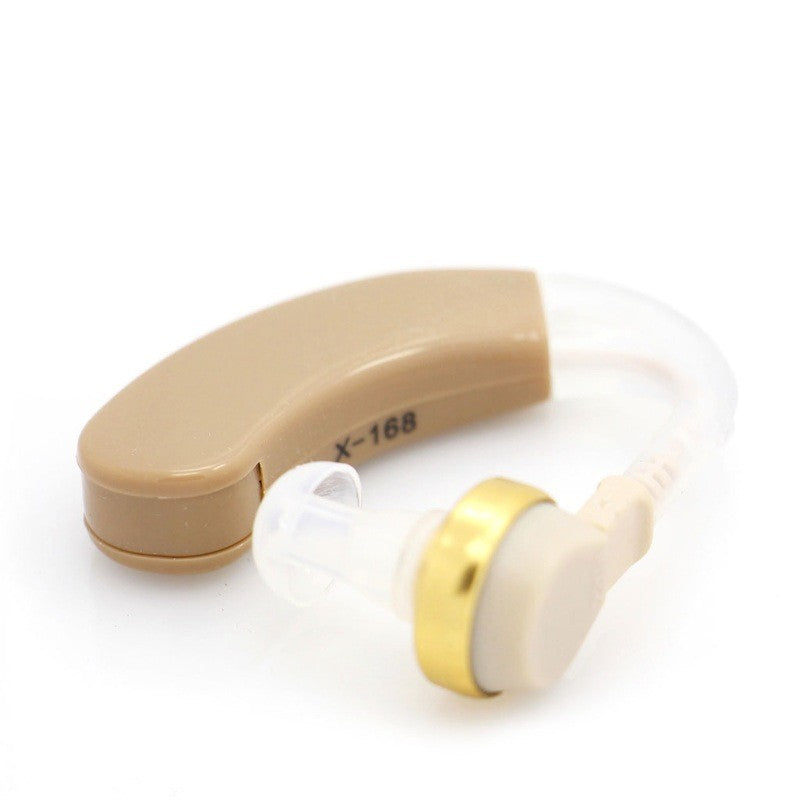 Aparat Auditiv X-168, Amplificator de Sunet Intraauricular, Dispozitiv Reglabil pentru Hipoacuzie, Fixare Usoara In-Ear, include 2 Baterii AG13 si 2 Olive Silicon, Bej