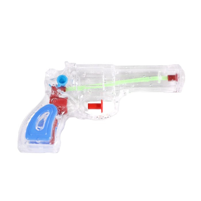 Pistol Cu Apa Pentru Copii, Jucarie De Vara Pentru Exterior, Actionare Manuala, Plastic Rezistent, 16 x 5 x 2 cm, Albastru Transparent