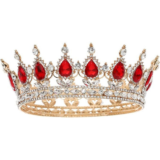 Diademă Elegantă cu Cristale, Accesoriu Păr pentru Nuntă și Aniversare, Design Baroc din Aliaj Rezistent, 15 x 5.3 x 12.5 cm, Roșu/Alb