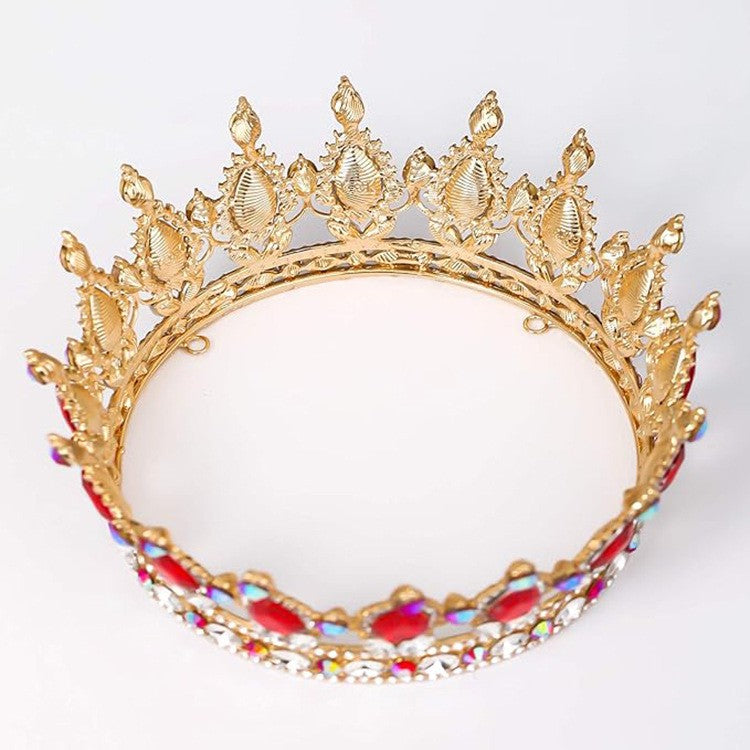 Diademă Elegantă cu Cristale, Accesoriu Păr pentru Nuntă și Aniversare, Design Baroc din Aliaj Rezistent, 15 x 5.3 x 12.5 cm, Roșu/Alb