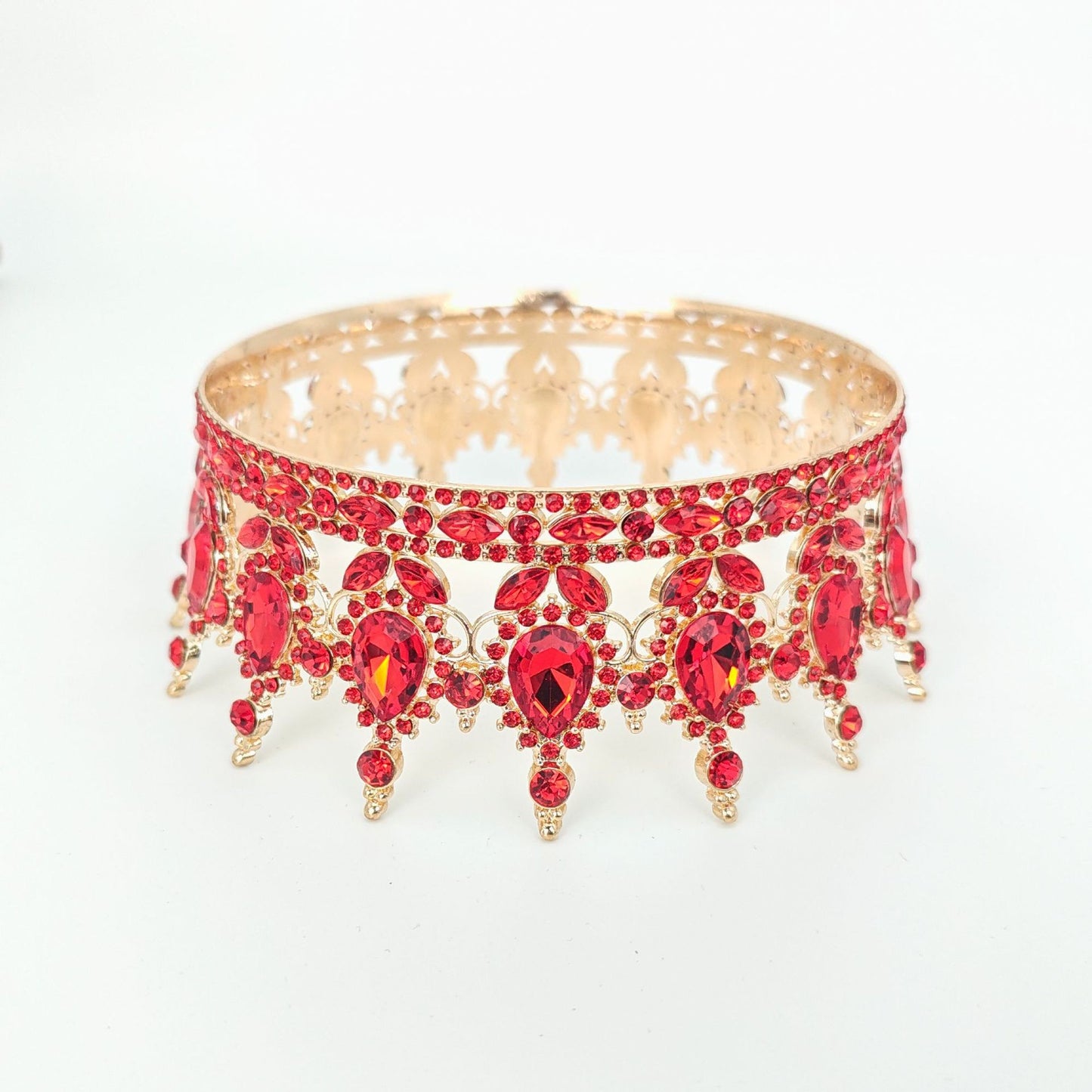 Diademă Elegantă cu Cristale Roșii, Accesoriu de Păr pentru Nuntă și Aniversare, Design Baroc, Material Aliaj, 15.5 x 5.3 cm, Roșu