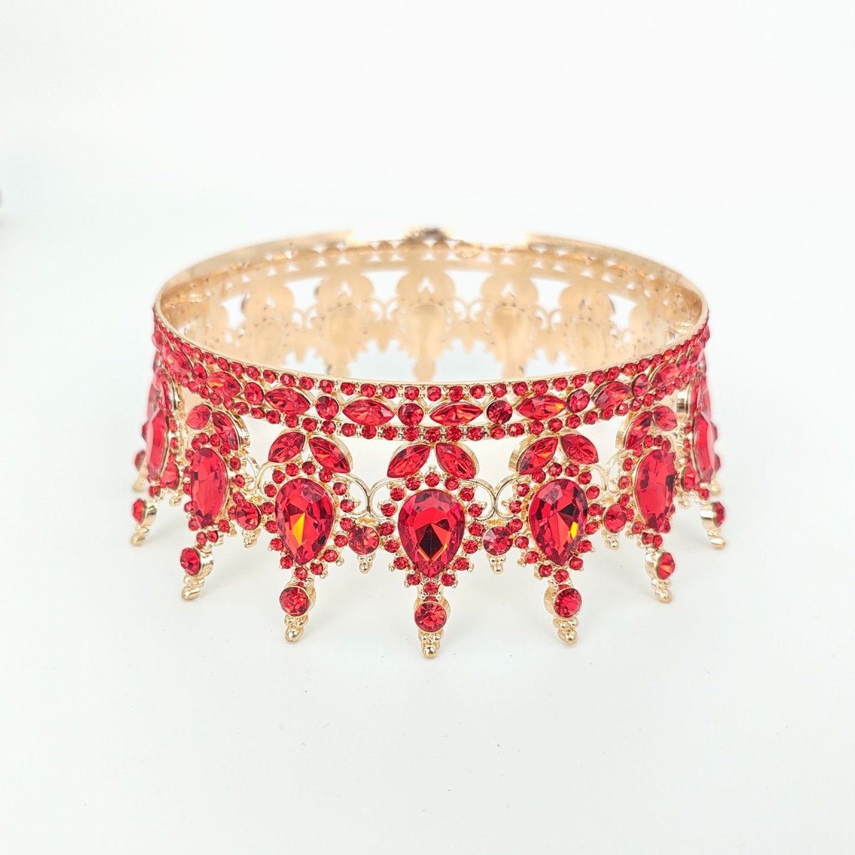 Diademă Elegantă cu Cristale Roșii, Accesoriu de Păr pentru Nuntă și Aniversare, Design Baroc, Material Aliaj, 15.5 x 5.3 cm, Roșu