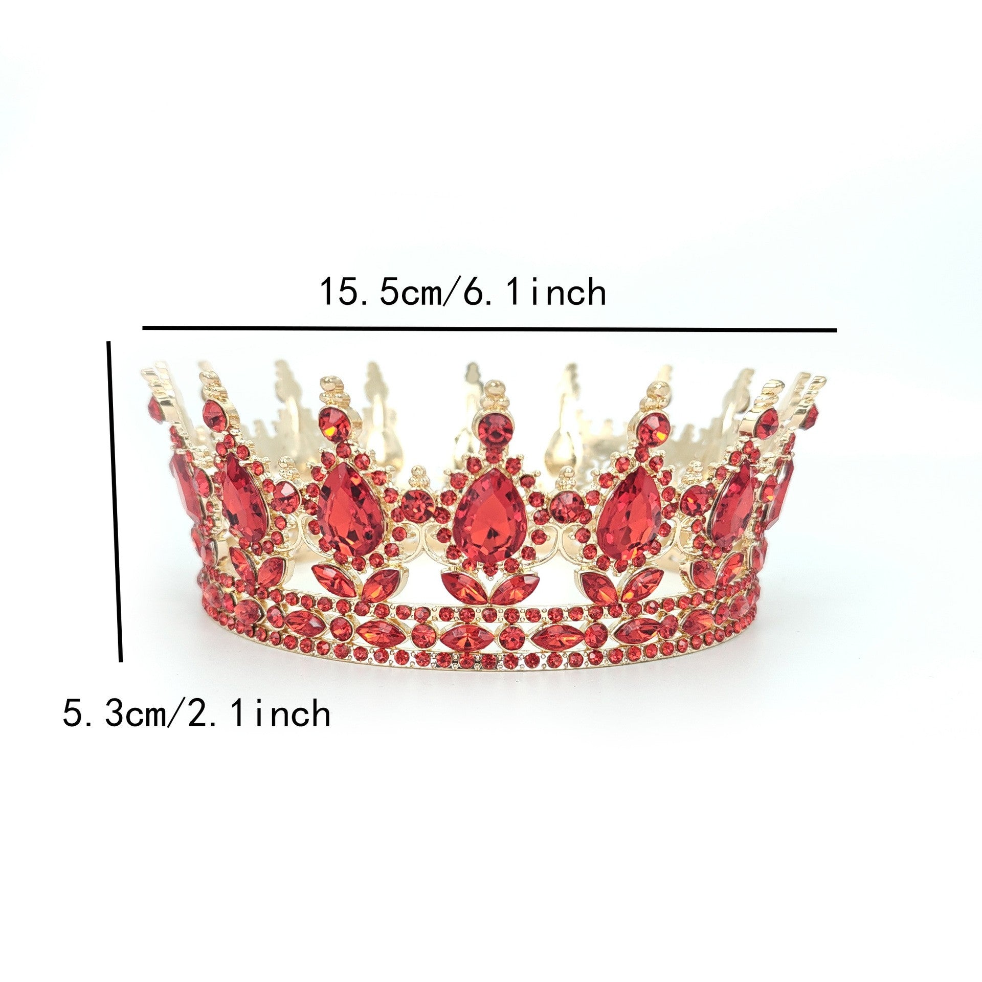 Diademă Elegantă cu Cristale Roșii, Accesoriu de Păr pentru Nuntă și Aniversare, Design Baroc, Material Aliaj, 15.5 x 5.3 cm, Roșu