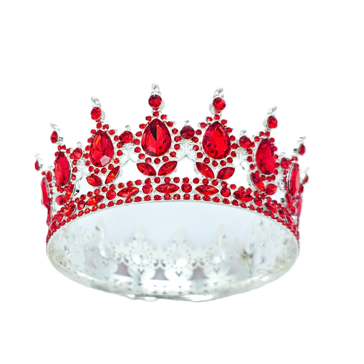 Diademă Elegantă cu Cristale Roșii, Accesoriu de Păr pentru Nuntă și Aniversare, Design Baroc, Material Aliaj, 15.5 x 5.3 cm, Roșu