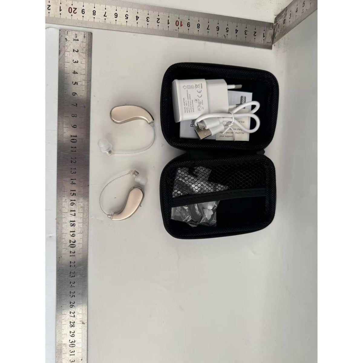 Aparat Auditiv Retroauricular BTE Reincarcabil, Amplificare Sunet cu Moduri H/L si Control Volum, Design Ergonomic, Standard European, Set 2 Bucati Stanga si Dreapta, Auriu