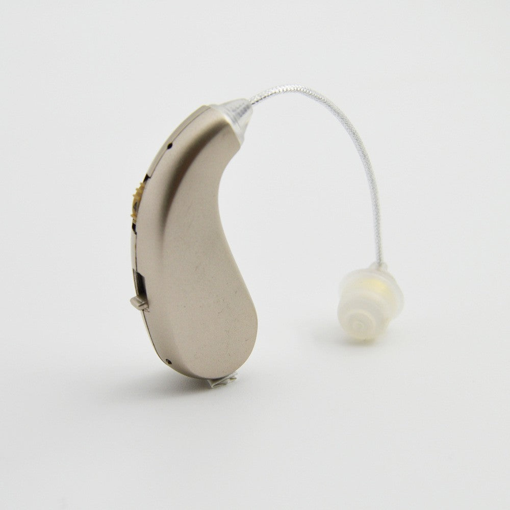 Aparat Auditiv Retroauricular BTE Reincarcabil, Amplificare Sunet cu Moduri H/L si Control Volum, Design Ergonomic, Standard European, Set 2 Bucati Stanga si Dreapta, Auriu