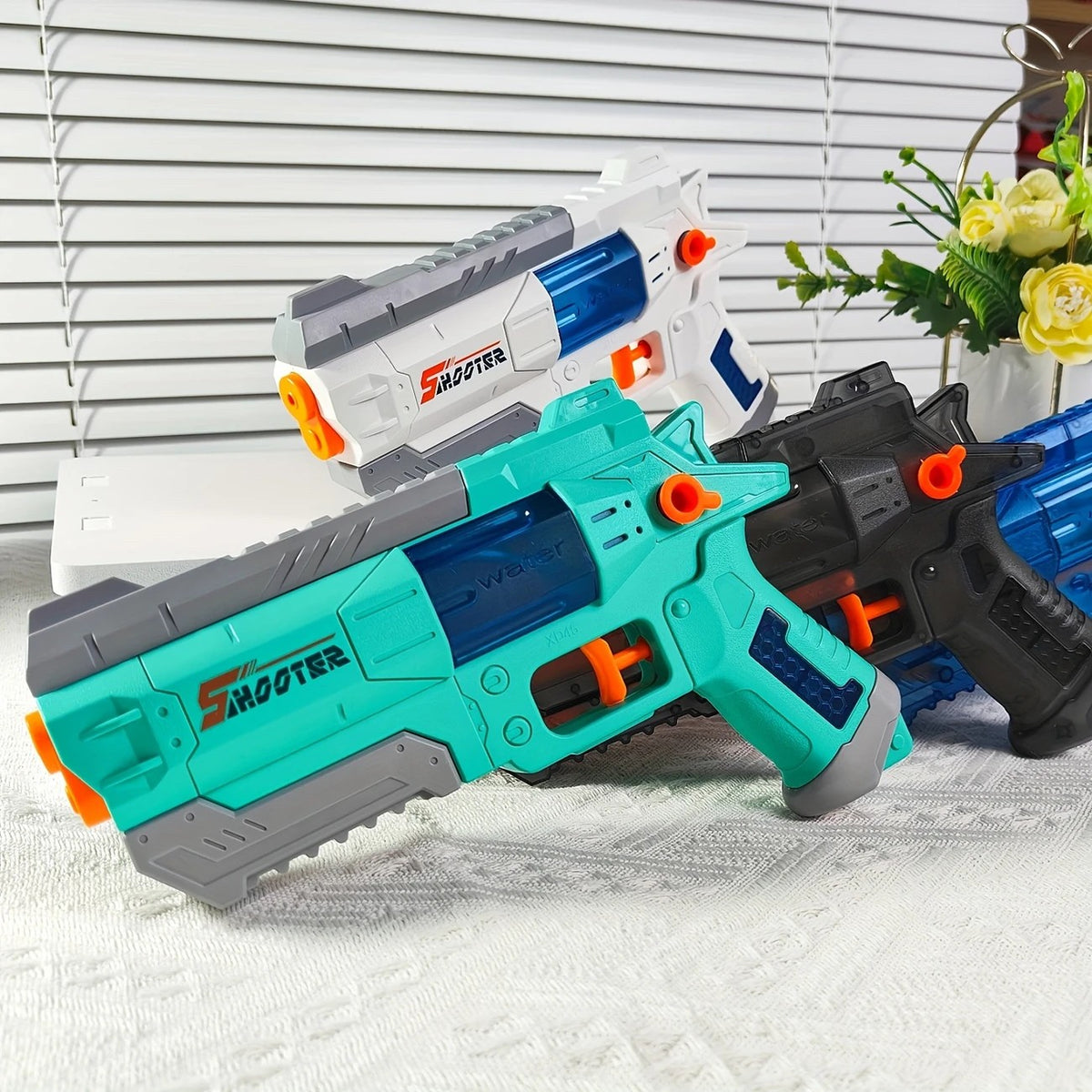 Pistol de Jucarie cu Apa S-Shooter, Mecanism Manual de Tragere, Design Ergonomic pentru Copii, Plastic Rezistent, 23 x 14.5 cm, Verde/Albastru