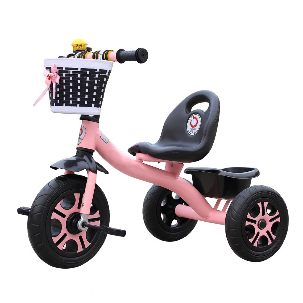 Tricicleta pentru Copii, Model Mickey, Ghidon cu Cos Depozitare, Cadru Metalic, Scaun Ergonomic, Varsta 1-5 Ani, 80 x 60 x 53 cm, Roz