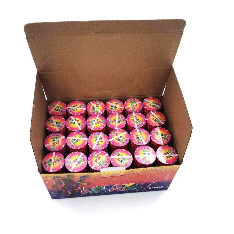 Tun de Confetti, Party Popper Pentru Aniversari, Panglici din Folie Metalizata, Activare prin Rasucire, Multicolor, 15 cm