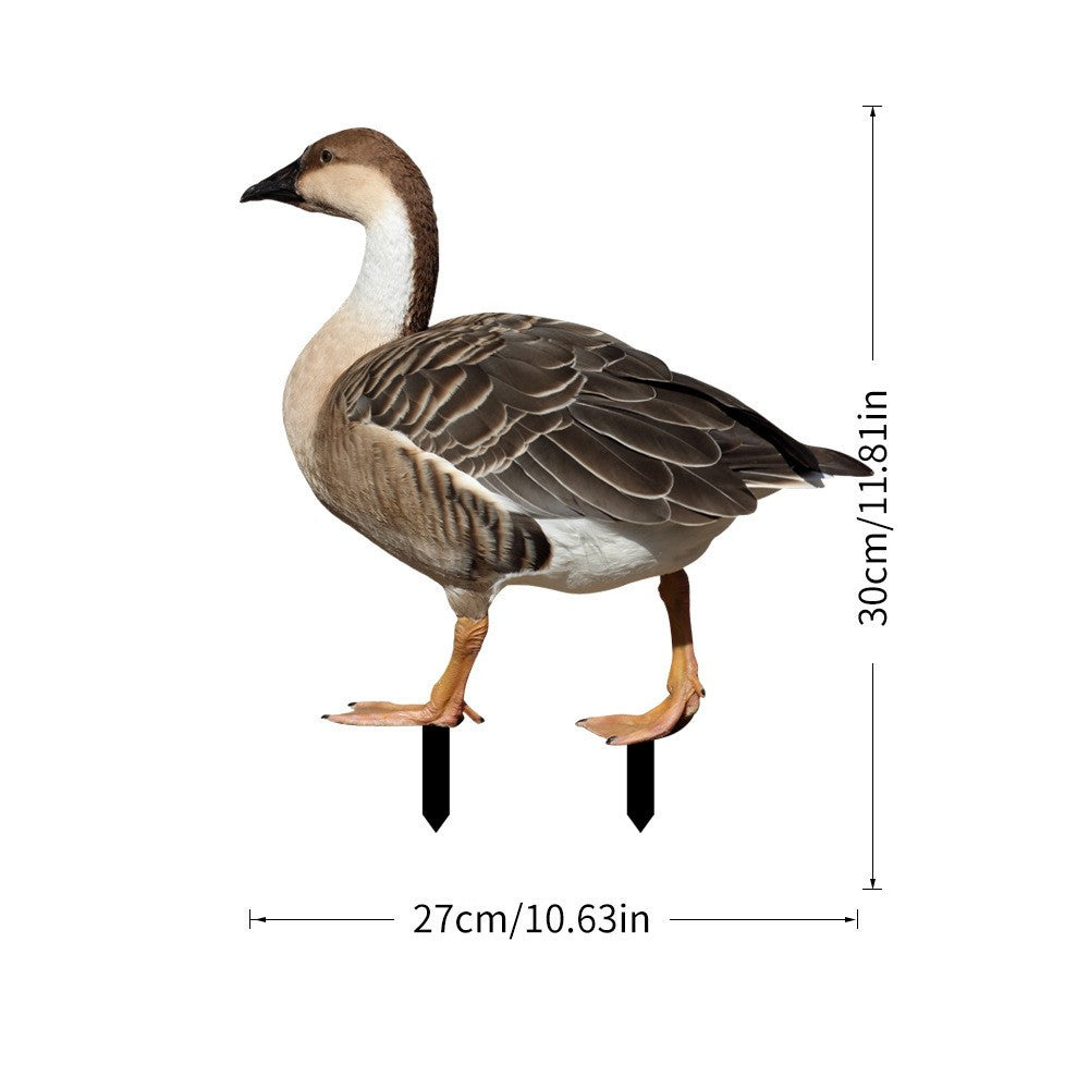 Decorațiune De Grădină, Model Gâscă Sălbatică, Design Față-Verso Cu Înfigere În Pământ, Acril 3 mm, 27 x 30 cm, Maro