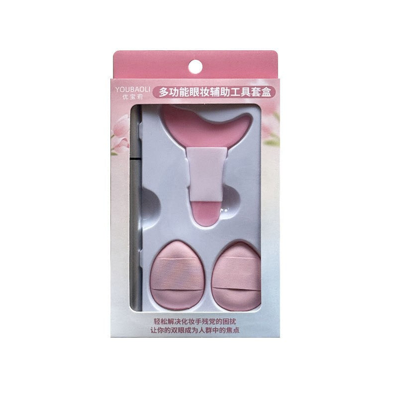 Kit de Aplicare Tuș pentru Ochi, Dispozitiv Ghidaj Machiaj și Tuș Impermeabil, Set pentru Începători, 4 Piese, Negru, Cutie Roz