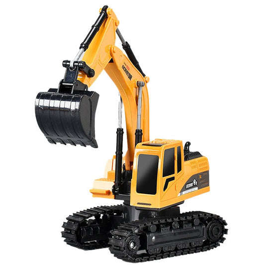 Excavator Jucarie cu Telecomanda 2.4G, Utilaj de Constructie cu Brat si Cupa Mobile, Incarcare USB, Plastic Rezistent, 23 x 22 x 9 cm, Portocaliu