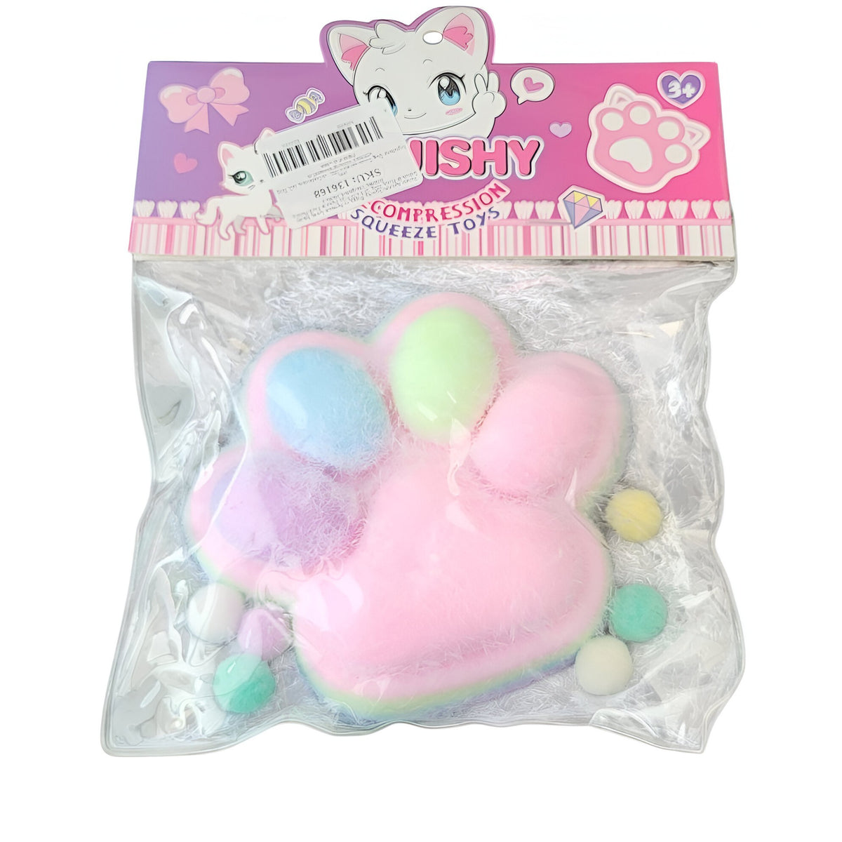 Jucarie Antistres Squishy Squeeze Pinch Family, Model Labuta de Pisica cu Revenire Lenta, Material Texturat, 220g, 12.5 x 10.5 cm, Model 2