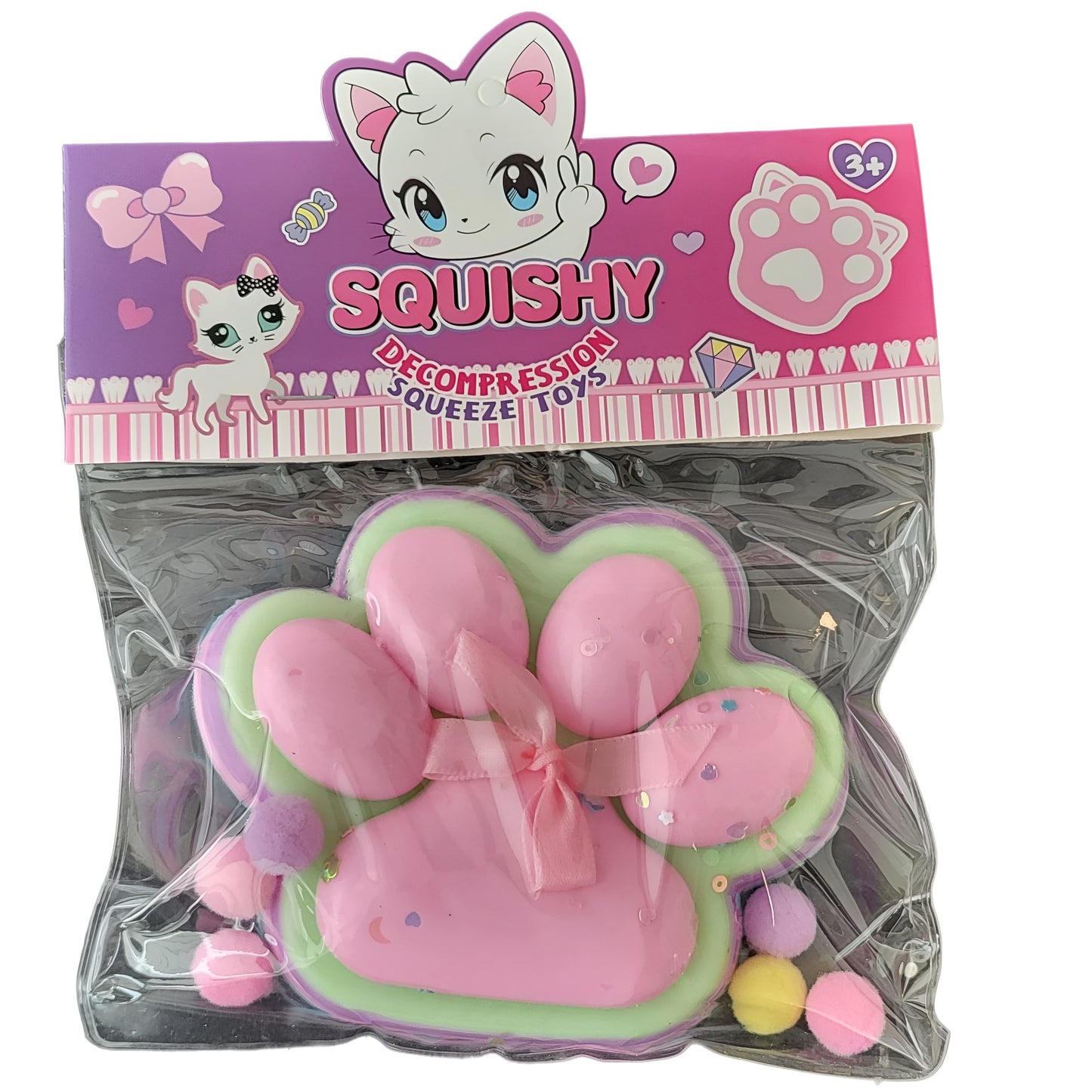 Jucarie Antistres Squishy, Model Labuta de Pisica, Textura Moale cu Revenire Lenta, Material Elastic Tip Squeeze Pinch, 200g, 12.5 x 10.5 cm, Ambalaj Transparent, Model 11