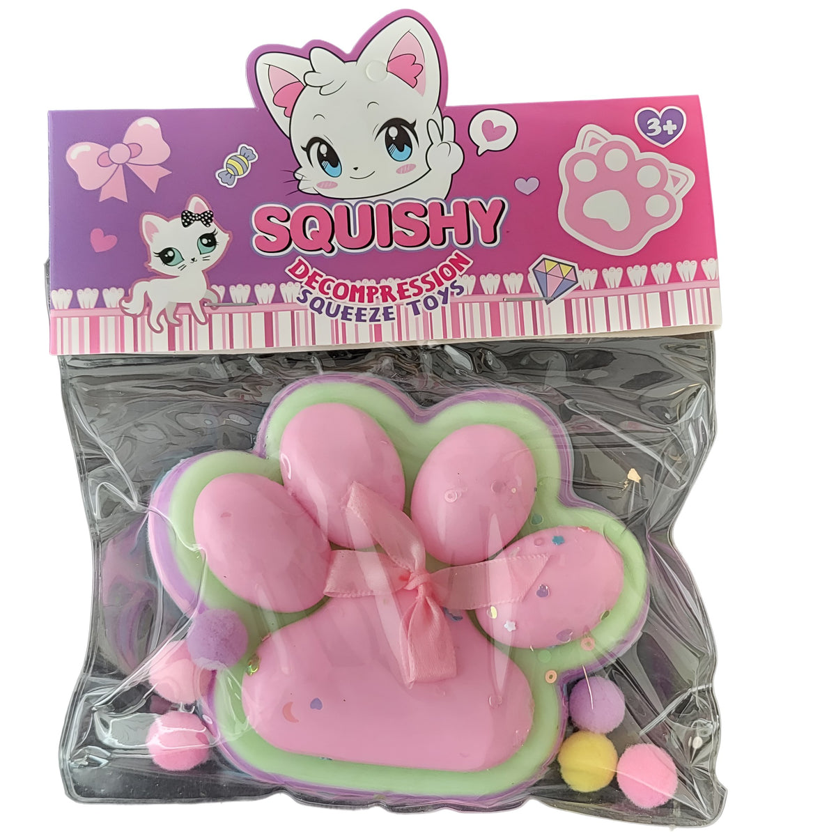 Jucarie Antistres Squishy, Model Labuta de Pisica, Textura Moale cu Revenire Lenta, Material Elastic Tip Squeeze Pinch, 200g, 12.5 x 10.5 cm, Ambalaj Transparent, Model 11