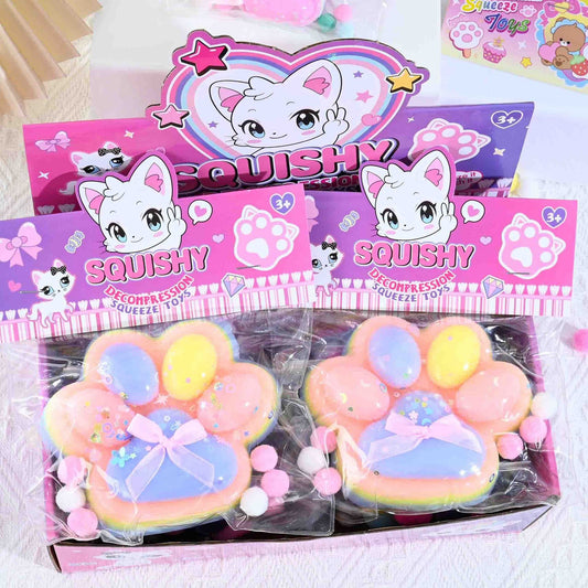Jucarie Antistres Squishy, Revenire Lenta, Model Labuta de Pisica, Material TPR Moale, 12.5x10.5 cm, 220g, Multicolor