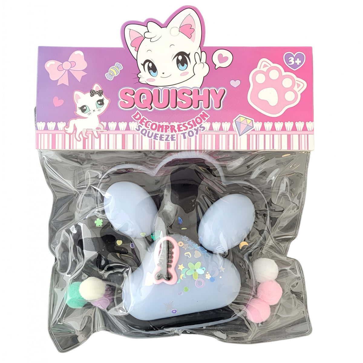 Jucarie Antistres Squishy Model Labuta de Pisica, Textura Moale cu Revenire Lenta, Material Elastic Lavabil, Ambalaj Transparent, 200g, 12.5 x 10.5 cm, Model 12