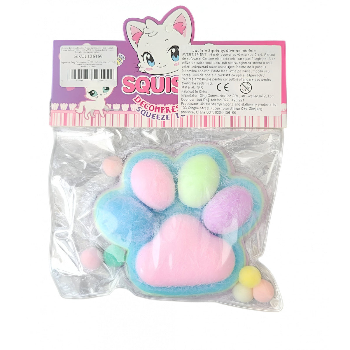 Jucarie Antistres Squishy Squeeze Pinch Family, Model Labuta de Pisica cu Revenire Lenta, Silicon Moale, Ambalaj Transparent, 12.5 x 10.5 cm, 220g, Model 1