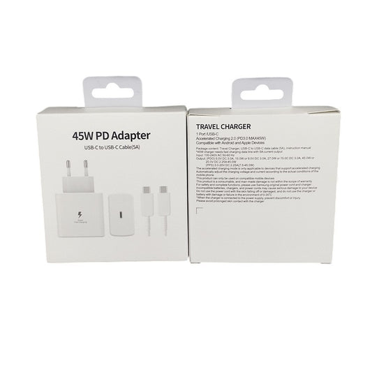 Incarcator Retea Super Fast Charge, Adaptor Priza 45W, Power Delivery 3.0, Port USB Type-C, Cablu USB-C la USB-C 5A Inclus, Lungime 1m, Alb