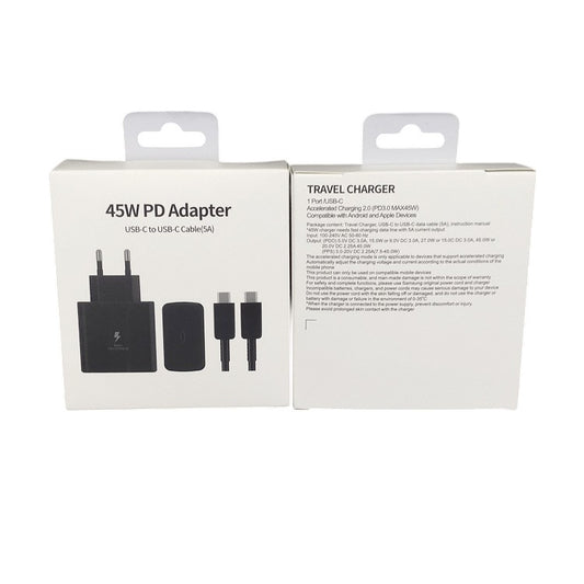 Incarcator Super Fast Charge 45W, Adaptor Retea USB Type-C, Power Delivery 3.0, Cablu USB-C Inclus 1m, 5A, Negru