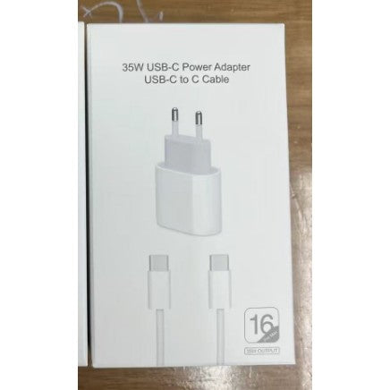 Incarcator Retea Super Fast Charge Compatibil Apple si Samsung, Adaptor Alimentare 35W, USB-C, Cablu USB-C 1m Inclus, Alb