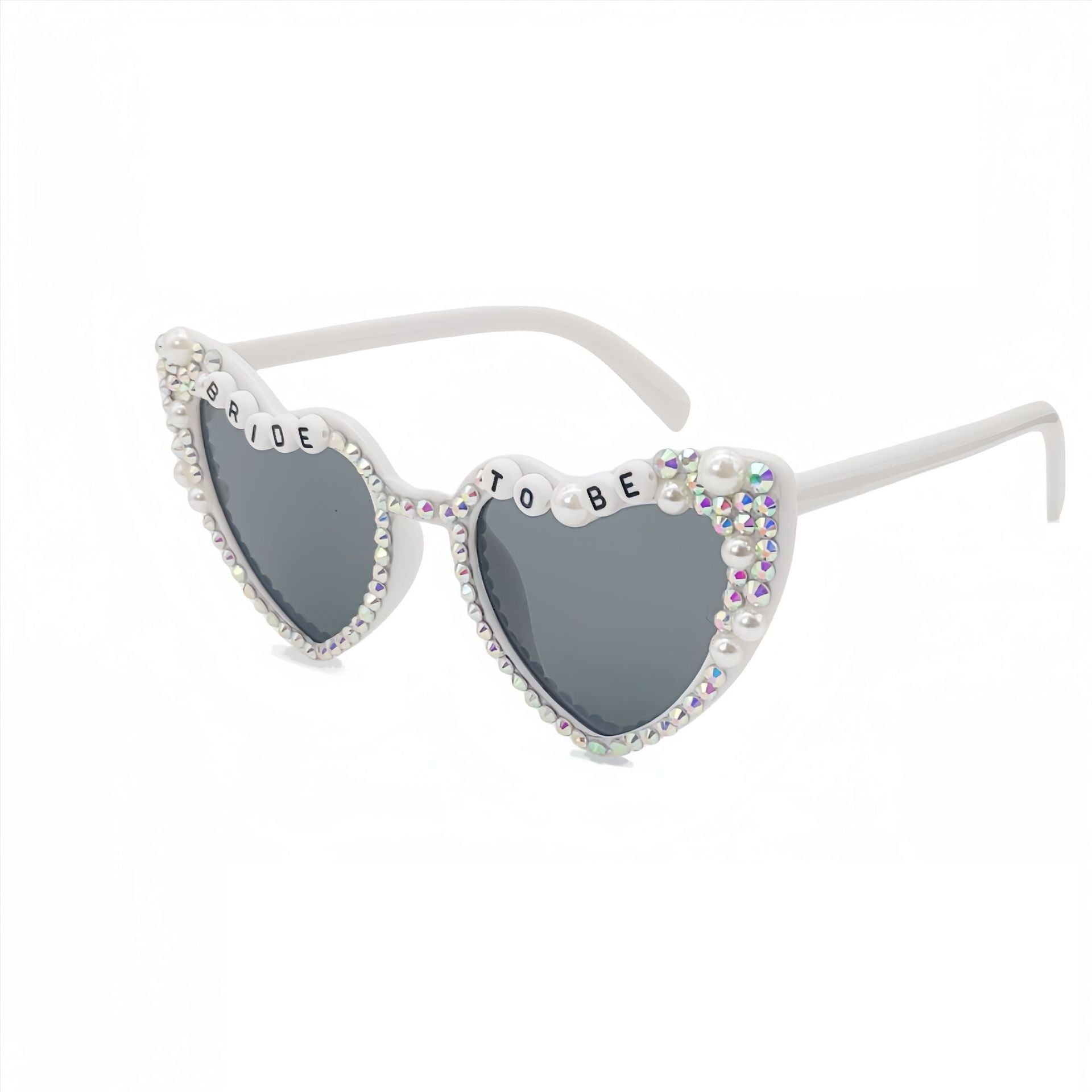 Ochelari Decorativi Bride To Be, Accesorii Petrecerea Burlacitelor si Nunta, Rama cu Perle si Diamante, Material PC, 15.3 x 5.7 x 14.5 cm, Alb
