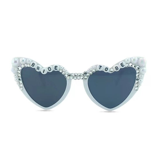 Ochelari Decorativi Bride To Be, Accesorii Nunta si Petrecerea Burlacitelor cu Perle, Policarbonat, 15.3 x 5.7 x 14.5 cm, Alb