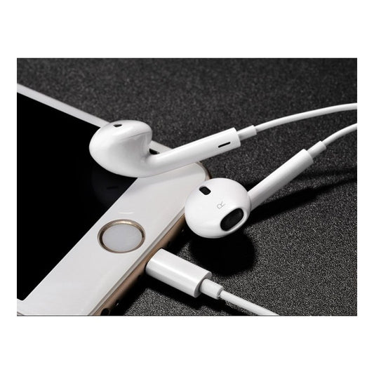 Casti Audio In-Ear cu Conector Lightning, Casti cu Microfon si Telecomanda, Control Volum, Design Ergonomic, Compatibile iPhone 14/13/12/11/X/8/7, Alb