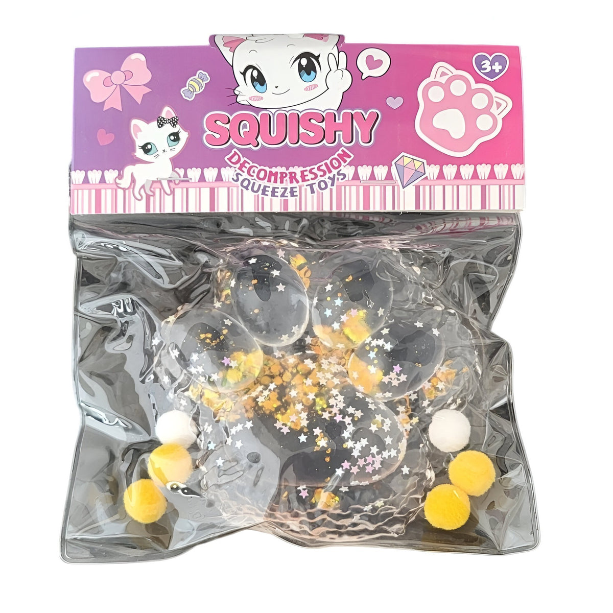 Jucarie Antistres Squishy Lăbuță de Pisică, Squeeze Pinch Family, Revenire Lentă, Spumă Poliuretanică, 12.5x10.5 cm, 220g, Multicolor