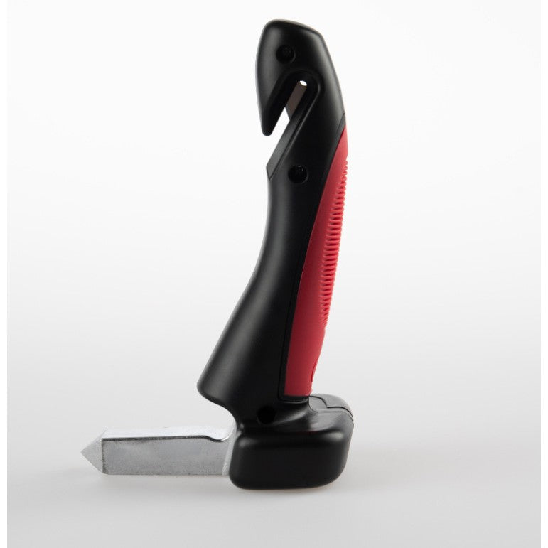 Maner Auto 4 in 1, Kit de Siguranta cu Maner de Sprijin, Ciocan Geam, Cutter Centura si Lanterna LED, ABS si Aluminiu, 18 x 7 cm, Rosu/Negru