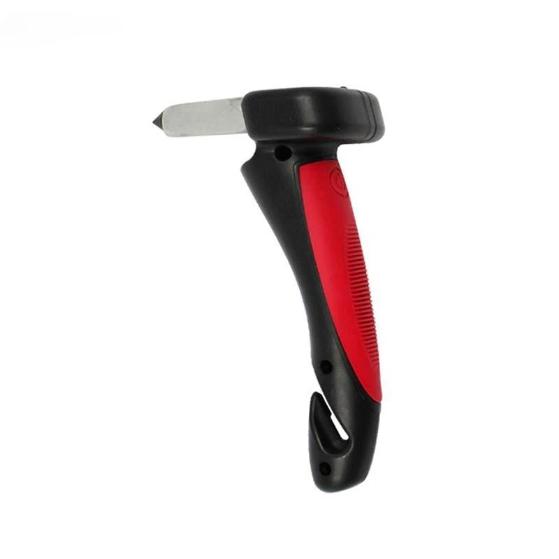 Maner Auto 4 in 1, Kit de Siguranta cu Maner de Sprijin, Ciocan Geam, Cutter Centura si Lanterna LED, ABS si Aluminiu, 18 x 7 cm, Rosu/Negru