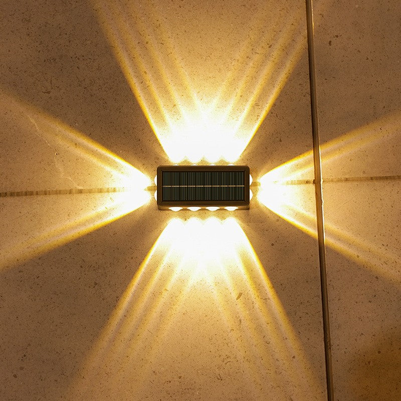 Lampa Solara de Perete, 12 LED-uri Frontale si Laterale, Lumina Alba si Calda, Exterior Rezistenta la Intemperii, ABS si PC, 8 x 17.7 x 3.7 cm, Negru