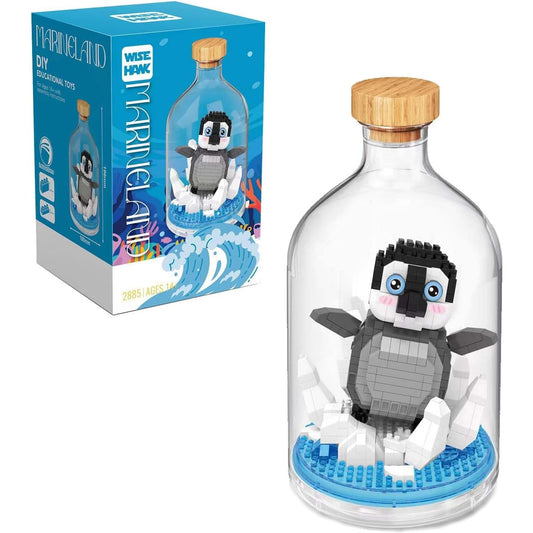 Set De Construit În Sticlă, Model Pinguin Pixel, 553 Piese, Plastic, 10 x 19.6 cm, Multicolor