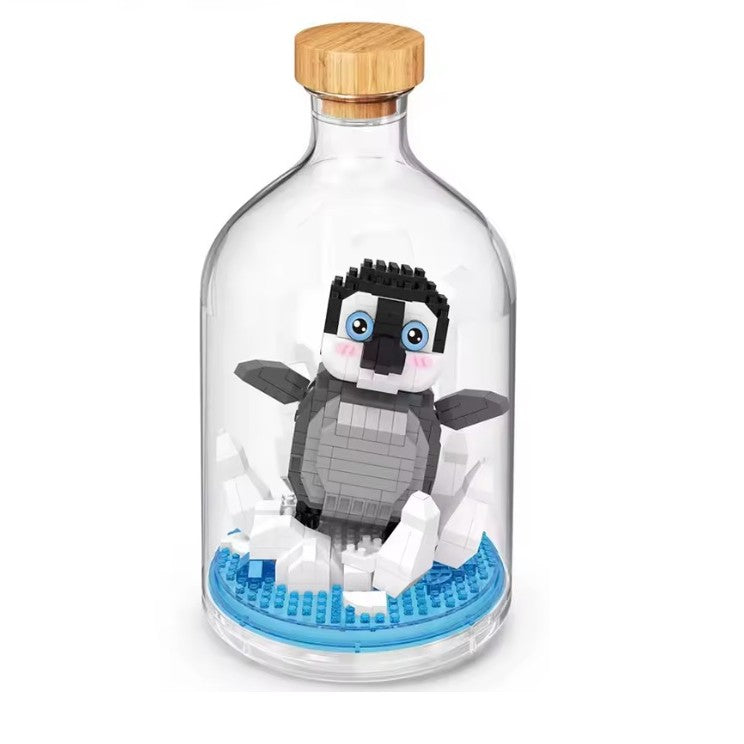 Set De Construit În Sticlă, Model Pinguin Pixel, 553 Piese, Plastic, 10 x 19.6 cm, Multicolor