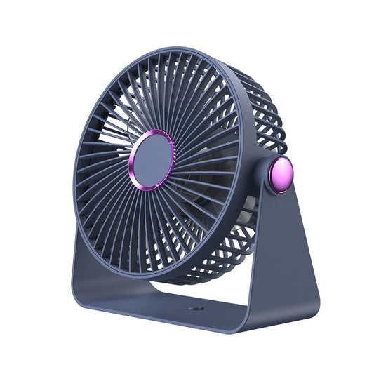 Ventilator Portabil 2 in 1 de Masa si Perete, 5 Trepte de Viteza, Silentios cu Incarcare USB Type-C, Acumulator 1200 mAh, Autonomie 6 Ore, Plastic, 17.5 x 17 x 7.6 cm, Albastru Fumuriu