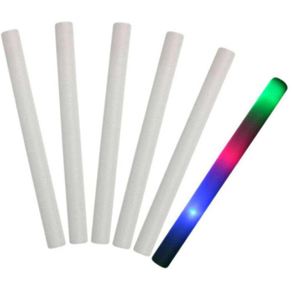 Bagheta Luminoasa cu LED, Stick Fluorescent din Burete Moale, Lumini Multicolore RGB cu 3 Moduri de Iluminare, Baterii Incluse, 48 x 4 cm, Alb