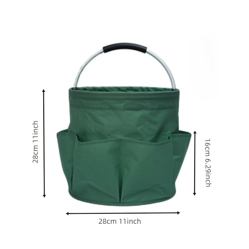 Cos Universal Pliabil pentru Scule și Picnic, Geantă Portabilă cu Buzunare Exterioare, Material Oxford 600D, 17L, 28 x 28 x 28 cm, Verde